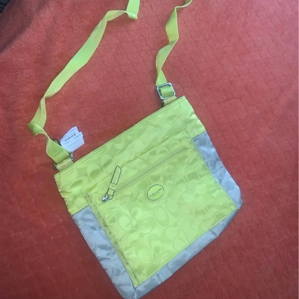 Coach lime cross body zip up neon yellow BRAND NEW